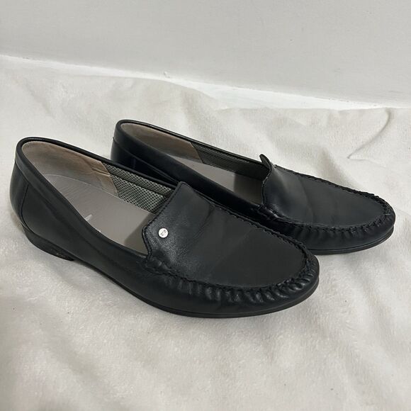 Ara Mocassin Loafer Shoes Size UK 6 / US 8 Black Leather Career Preppy Flats - Picture 1 of 9